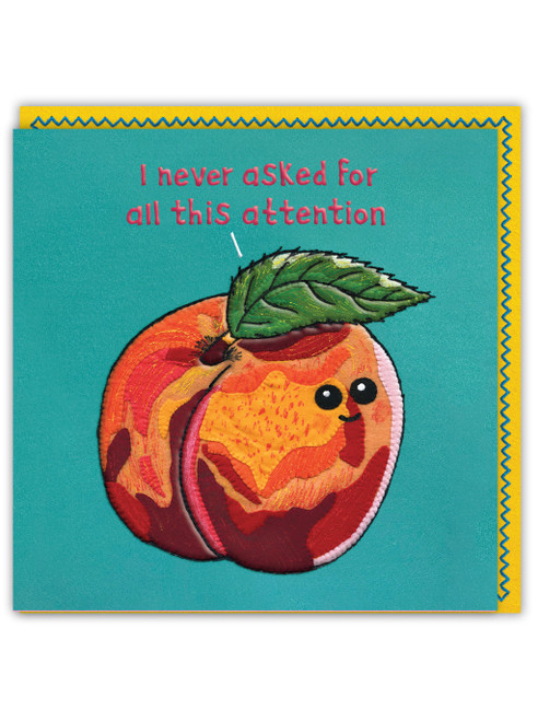Funny Peach Birthday Card (Embossed) By Sew Your Soul