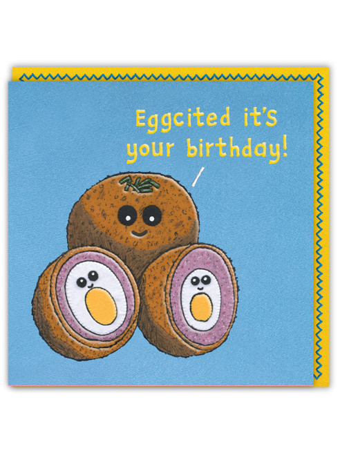 Funny Eggcited Birthday Card (Embossed) By Sew Your Soul
