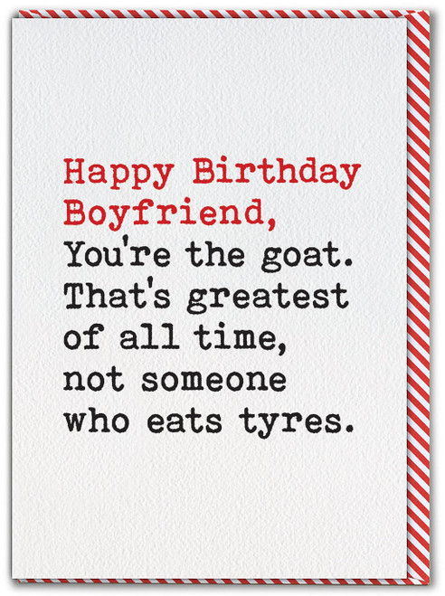 Funny Boyfriend Goat Birthday Card