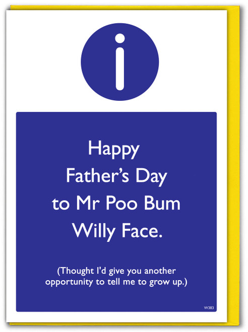Funny Father’s Day Card Poo Bum Willy Face