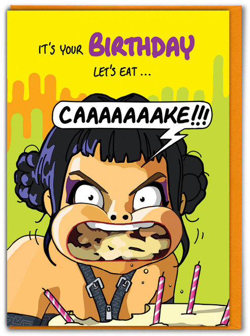 Funny Birthday Card - Lets Eat Cake By Bryony Walters