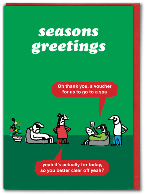Funny Christmas Card Spa Voucher By Modern Toss