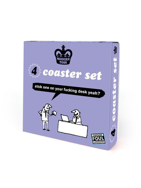 Rude Pack of 4 Coasters (Purple - Gift Boxed) By Modern Toss