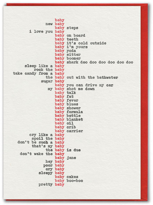 Funny New Baby Card - Baby Type By Hayden Kays