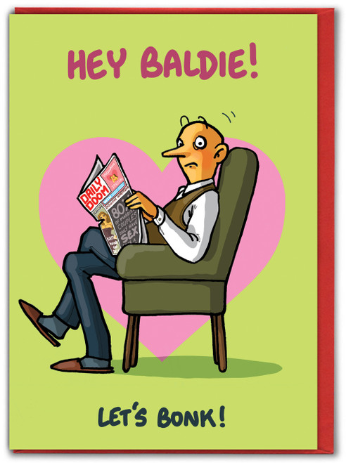 Funny Valentines Card Hey Baldie By Bryony Walters