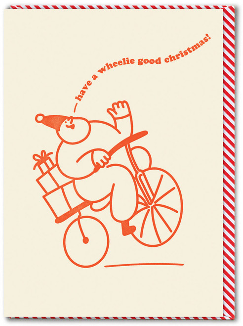 Funny Christmas Card Wheelie Good