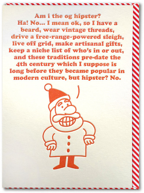 Funny Christmas Card Hipster Santa By Brainbox Candy