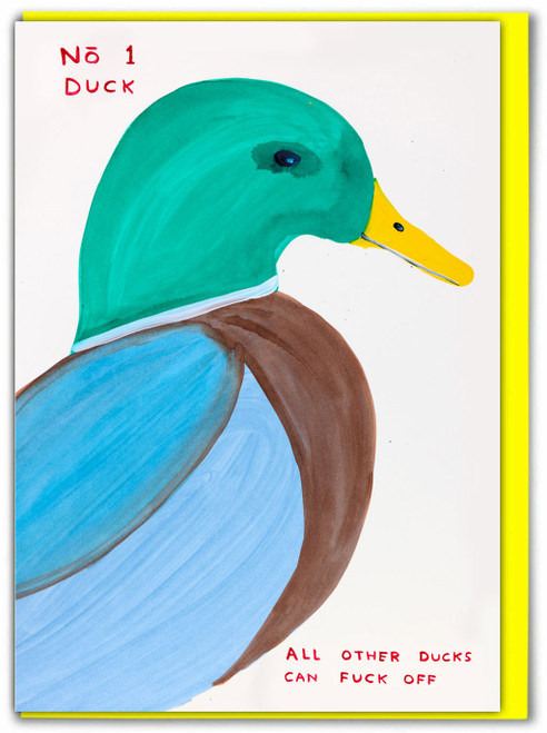 Rude No. 1 Duck Birthday Card By David Shrigley