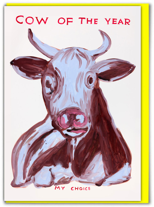 Funny Cow Of The Year Birthday Card By David Shrigley