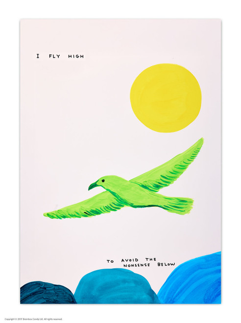 Funny I Fly High Postcard By David Shrigley