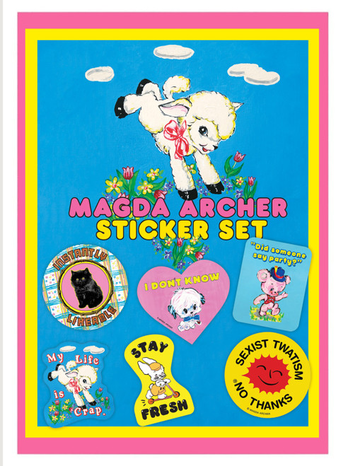 Funny Set of 6 Vinyl Stickers By Magda Archer