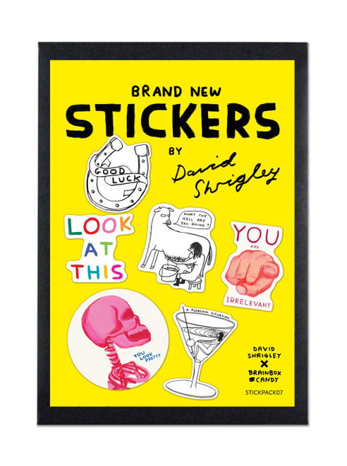 Funny Set of 6 Vinyl Stickers (Set 4) By David Shrigley