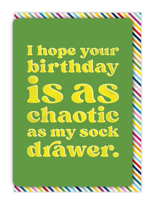 Funny Chaotic Sock Drawer Birthday Card