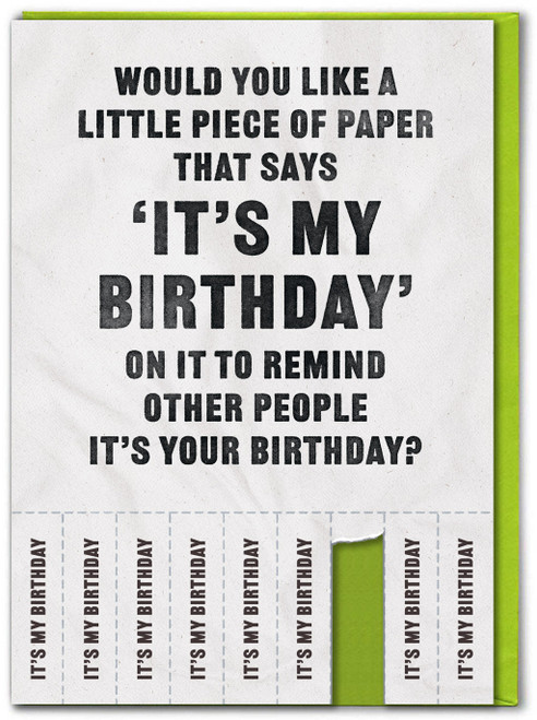 Funny Little Piece Of Paper Birthday Card
