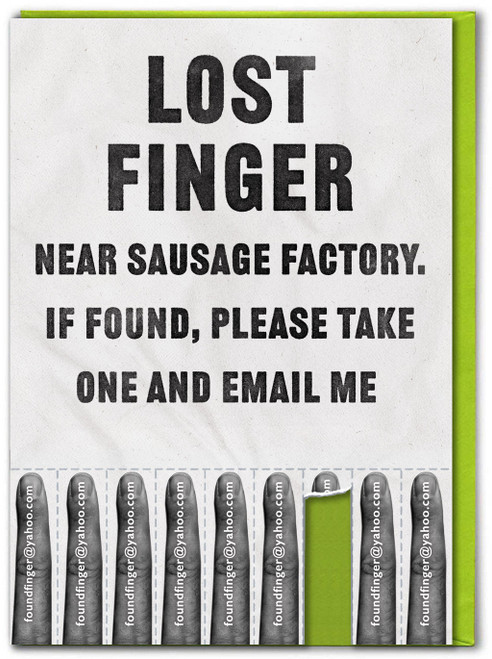 Funny Lost Finger Birthday Card By Brainbox Candy