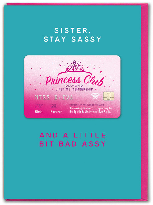 Funny Sister Princess Club 3D Birthday Card By Brainbox Candy