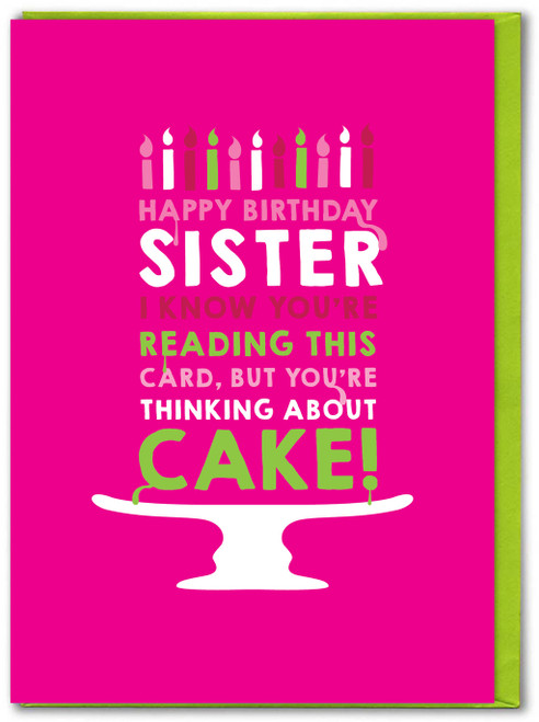 Funny Sister Cake Birthday Card By Brainbox Candy