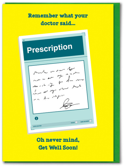 Funny Prescription Get Well Soon Card By Brainbox Candy