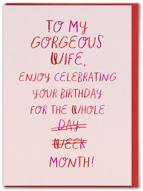 Funny Wife Whole Month Birthday Card By Brainbox Candy