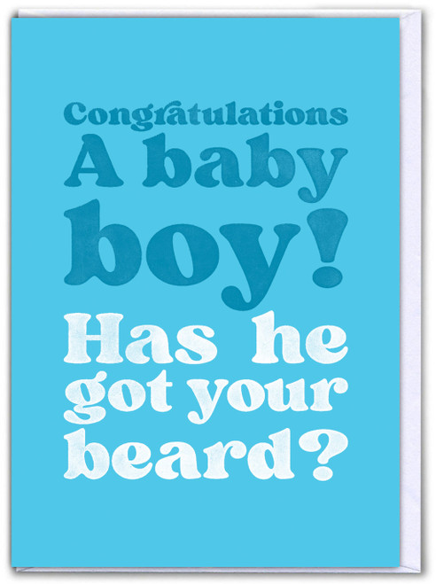 Funny Baby Boy Beard LARGE Card For Work / Office By Brainbox Candy
