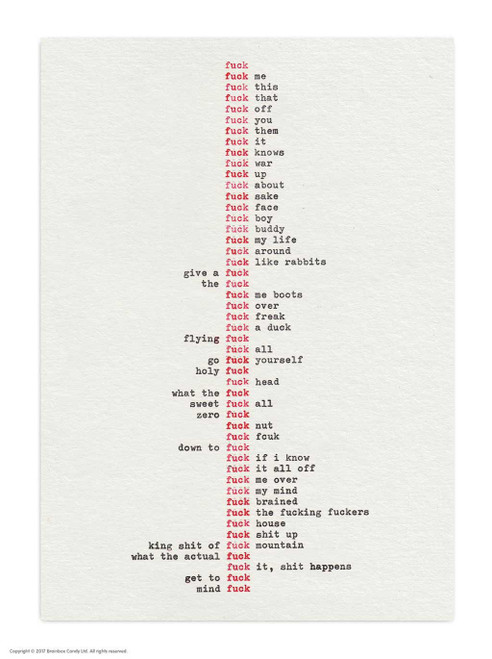 Rude Fuck Type Postcard By Hayden Kays