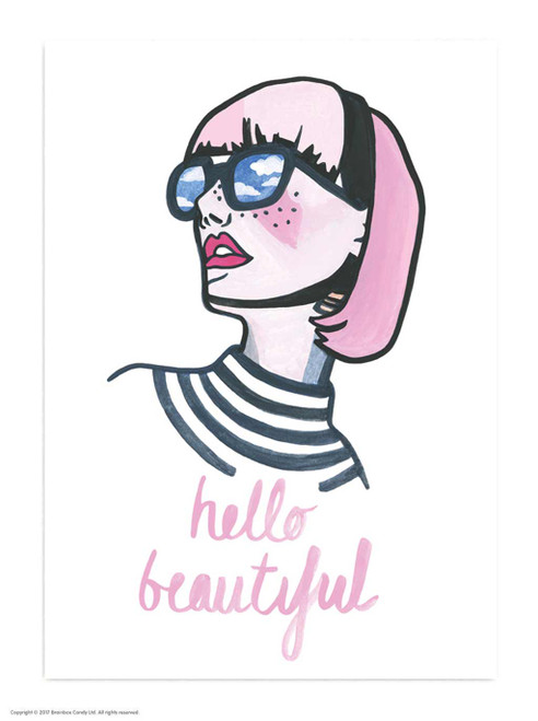 Hello Beautiful Postcard By Fran Hooper