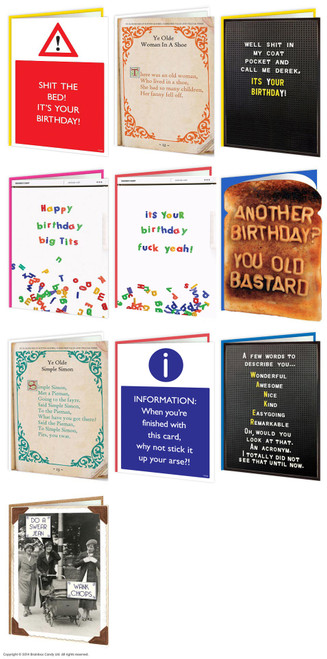 Rude Card Pack - 10 Cheeky Mixed Birthday Designs Multipack
