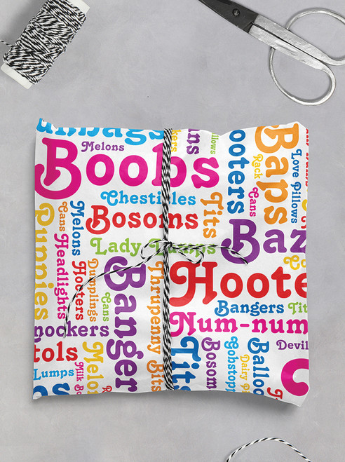 Rude Gift Wrap - Boob Word Wrapping Paper