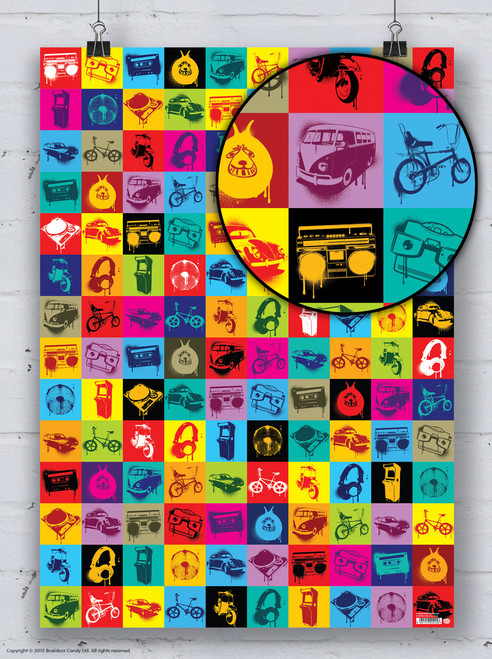 Sale Gift Wrap - Retro Pop Wrapping Paper Pack - 2 Sheets & 2 Tags