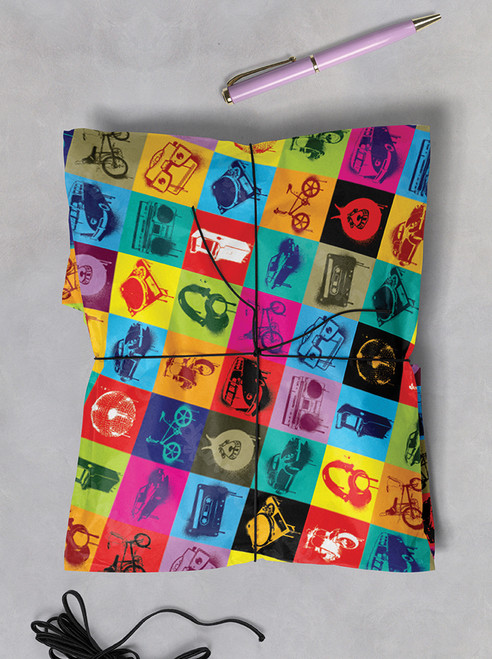 Sale Gift Wrap - Retro Pop Wrapping Paper Pack - 2 Sheets & 2 Tags
