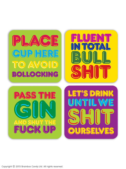 Rude Pack of 4 Funny Coasters (Pack 2)