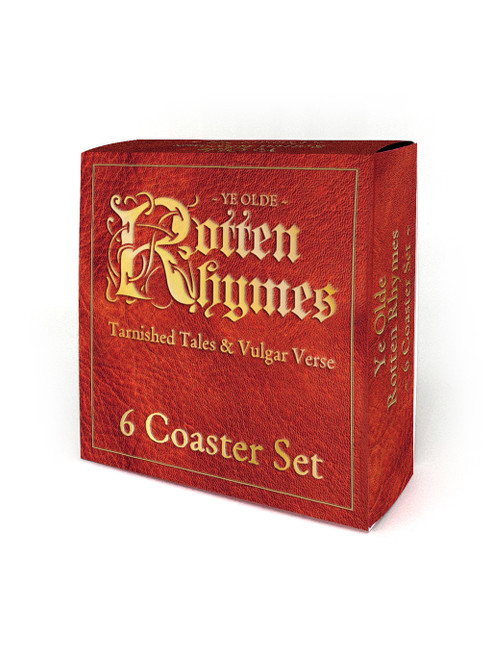 Funny Pack of 6 Rotten Rhymes Rude Coasters By Brainbox Candy
