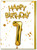 1st Birthday Card - Age 1 Balloon Gold