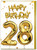 28th Birthday Card - Age 28 Balloon Gold