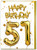 51st Birthday Card - Age 51 Balloon Gold