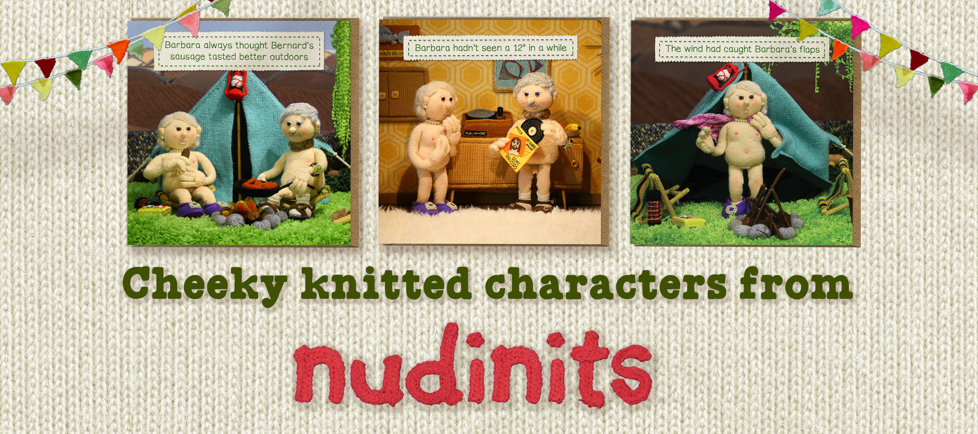 Nudinits Collection - Funny Knitted Character Greeting Cards