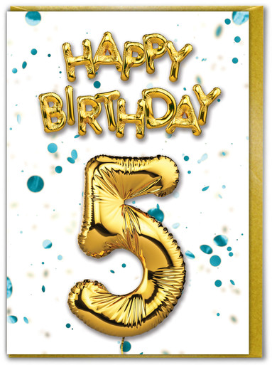 5th Birthday Card - Age 5 Blue By Brainbox Candy | brainboxcandy.com