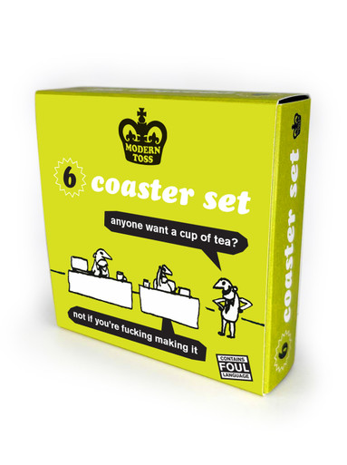 Work Coasters Funny Pack of 6 Work Coasters (Gift Boxed) By Modern Toss | Brainbox Candy