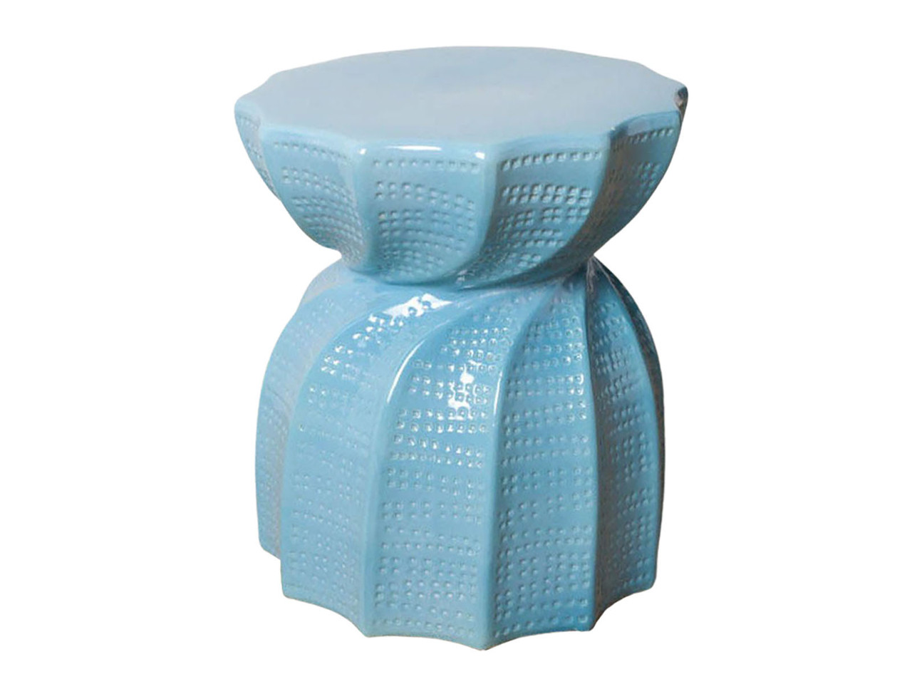 TWISTED BLUE CERAMIC STOOL REVIVAL HOME