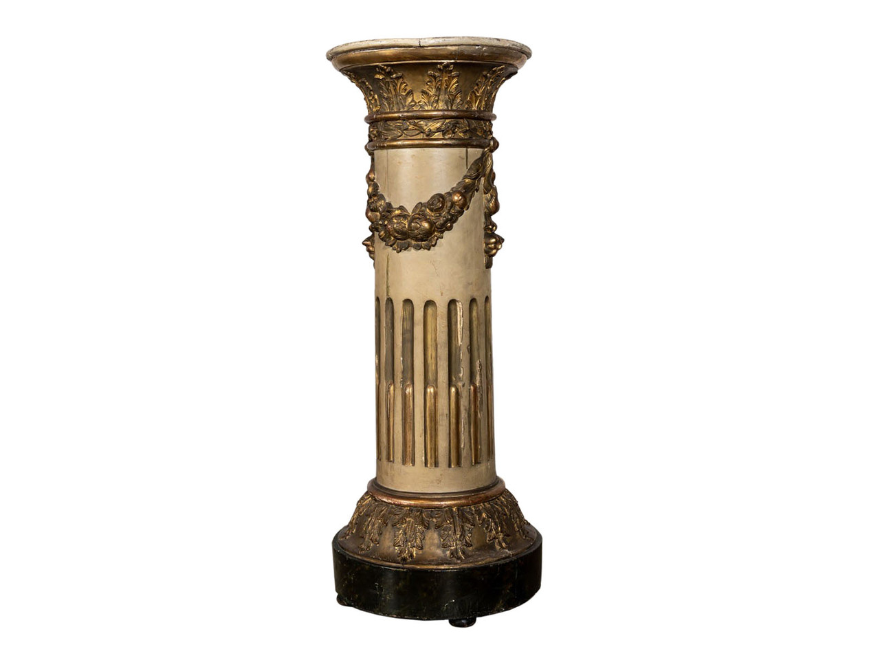 ANTIQUE WOOD PATINATED PEDESTAL - REVIVAL HOME