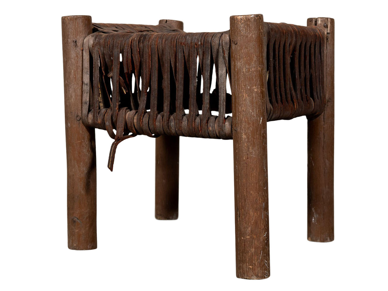 本革スツール～Woven leather stool～ ANTIQUE WOVEN LEATHER STOOL - REVIVAL HOME