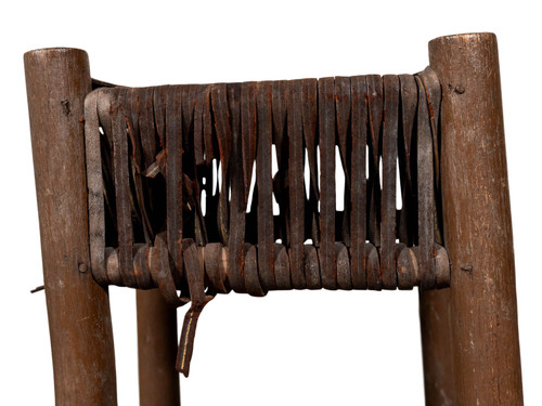 ANTIQUE WOVEN LEATHER STOOL - REVIVAL HOME
