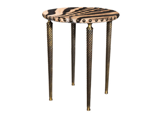VINTAGE BRONZE AND ZEBRA SKIN DRINK STAND I