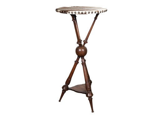 ANTIQUE ZEBRA TRIPOD TABLE