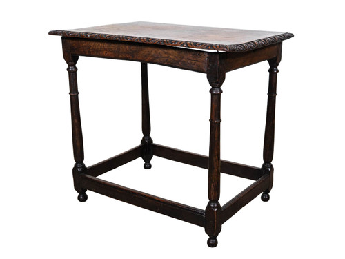 ANTIQUE STRETCHER BASE SIDE TABLE