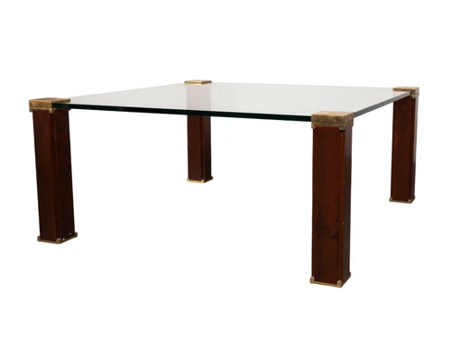 VINTAGE GLASS AND BRASS TABLE
