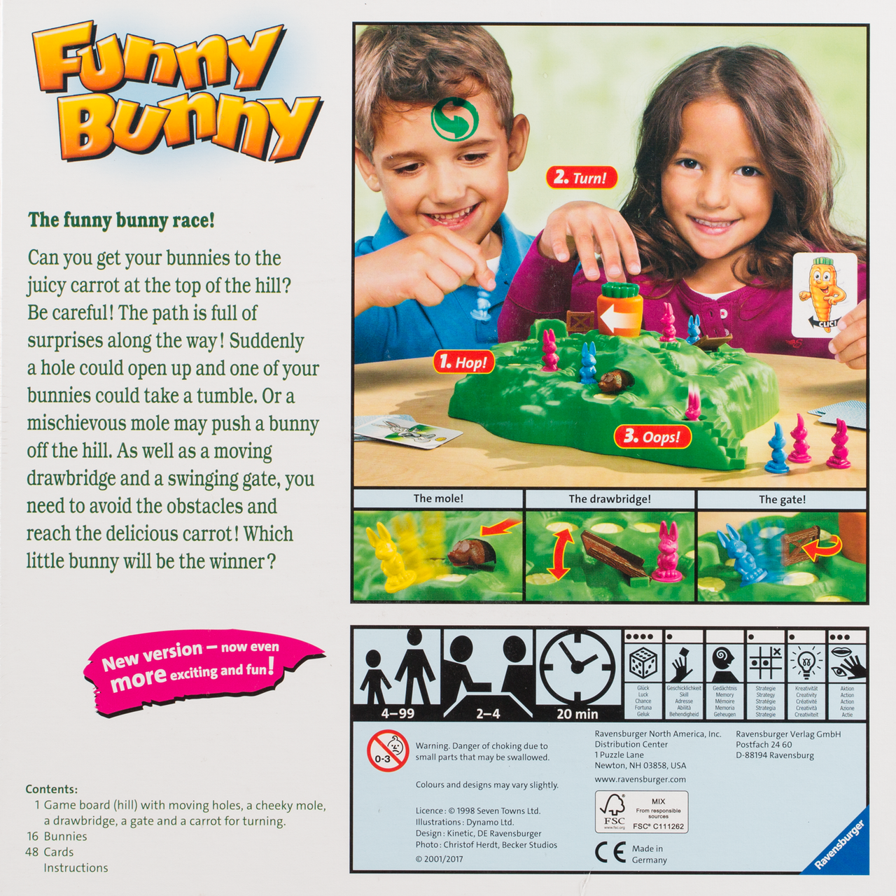 funny bunny game  Ravensburger Funny Bunny Game for Children Age 4 Years  and Up - 2 to 4 Players - Kids Gifts