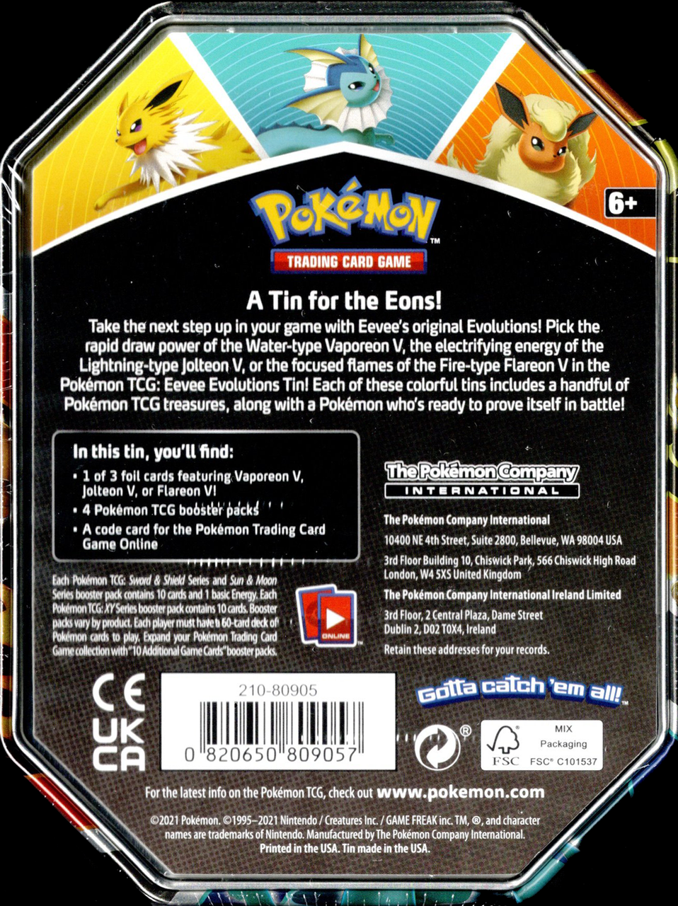 Pokémon TCG: Eevee Evolutions Tin (Vaporeon V)