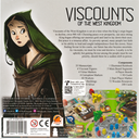 Back of the box of Viscounts of the West Kingdom. Buy this and other brilliant board games from Out of Town Games