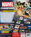 Marvel Champions back of the box, buy the superhero living card game from Out of Town Games